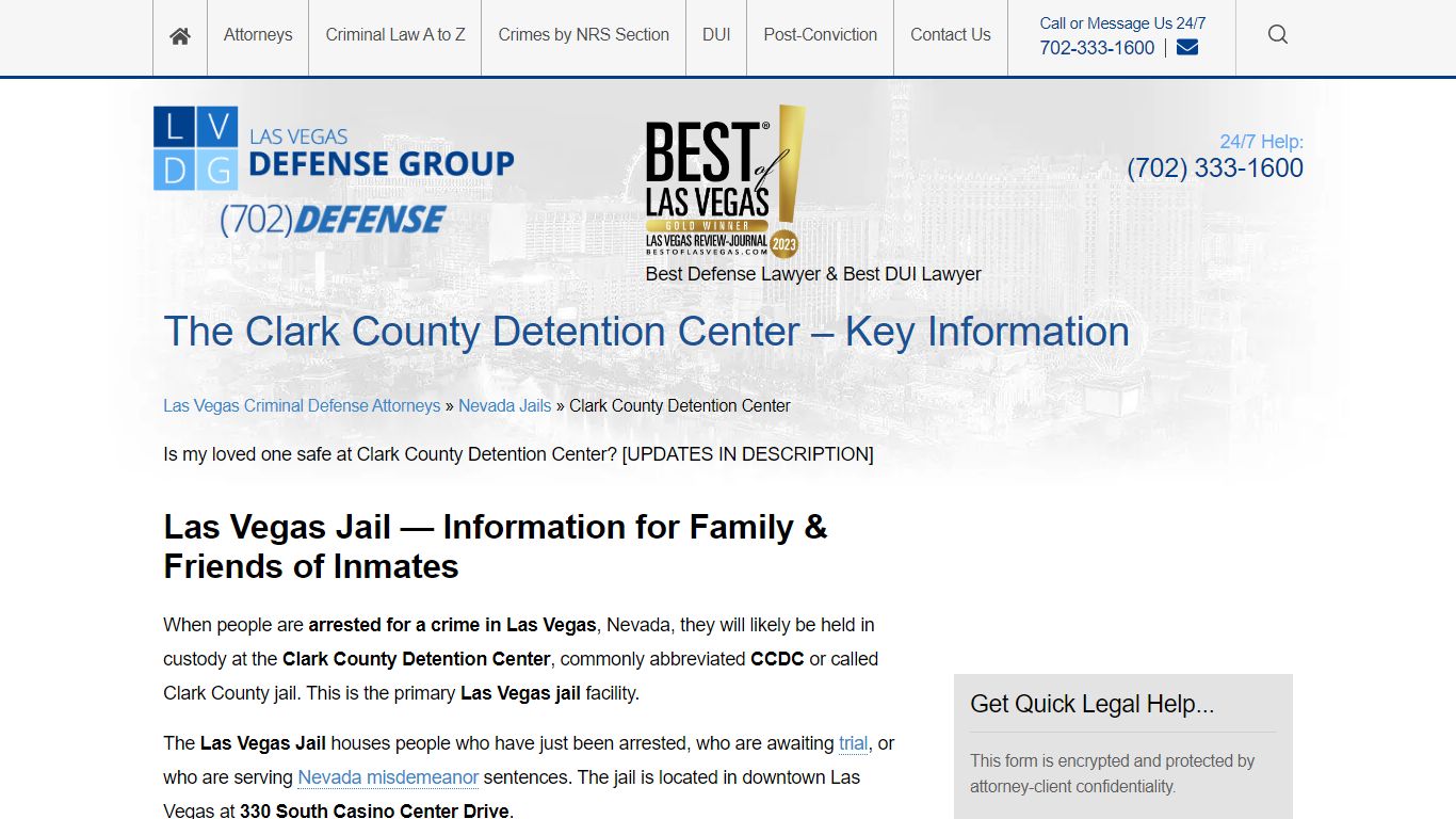 The Clark County Detention Center – Key Information
